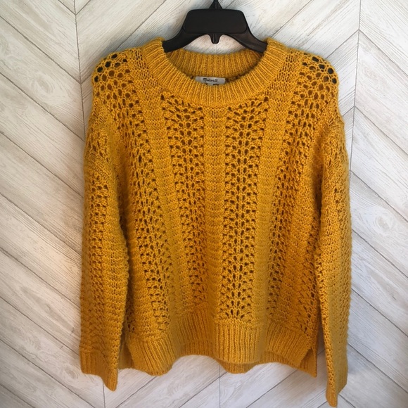 MWT Madewell Windmere Pointelle Sweater Yellow - Picture 3 of 8
